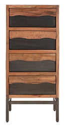 Cassettiera Yellowstone 45x40x100 cm in Legno di Acacia e in Ferro Marrone e Nero
