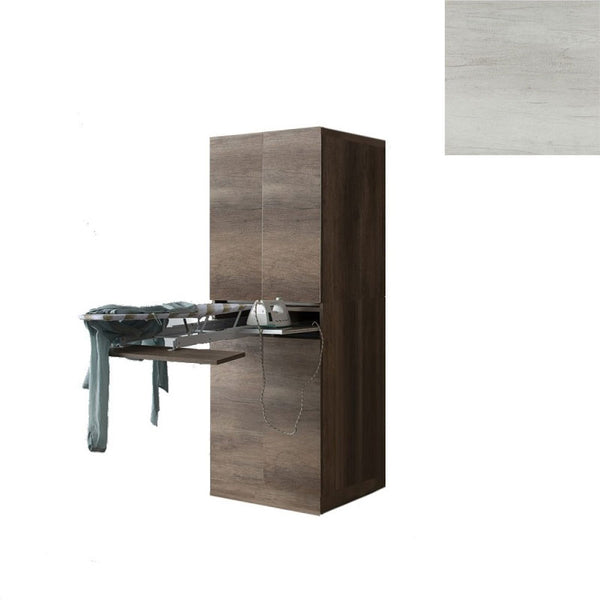 Mobile Lavanderia a Colonna per Lavatrice o Asciugatrice con Asse da Stiro e Ante 70x70x192A cm in Nobilitato Unika Olmo Bianco online