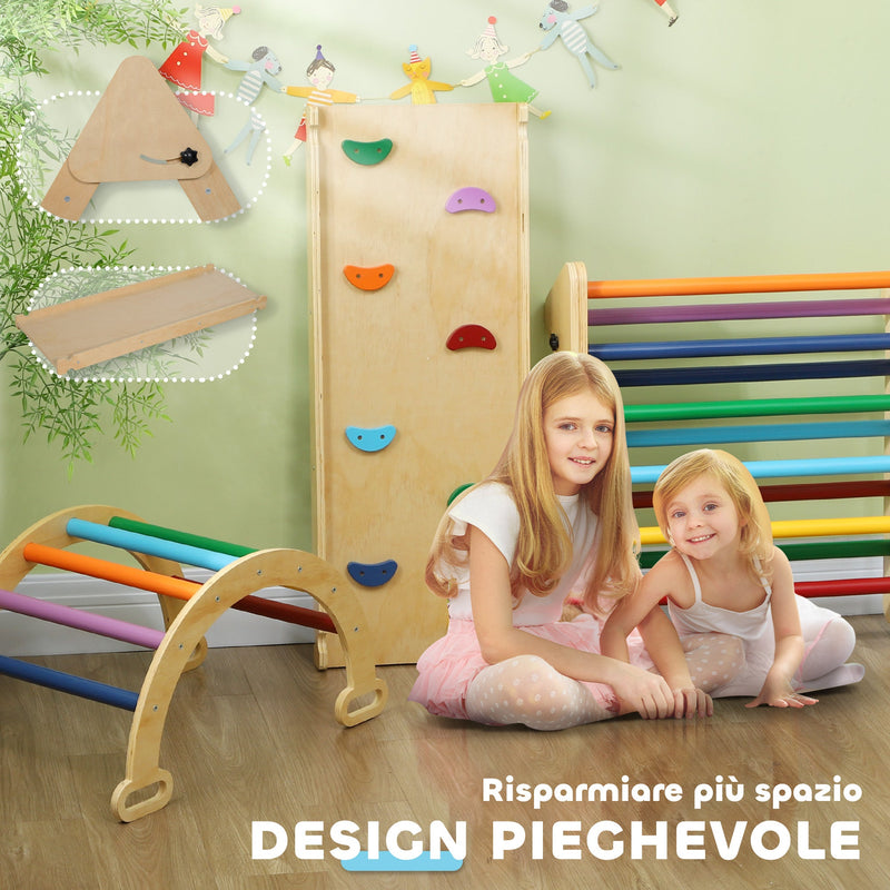 CUPCHID 7 in 1 Arco montessoriano per Bambini,25 Anni di Nuovi aggiornamenti, Struttura per Arrampicata per Bambini,Palestra per Giungla da Interno Montessori,Arco per Arrampicata con Cuscino(Blu