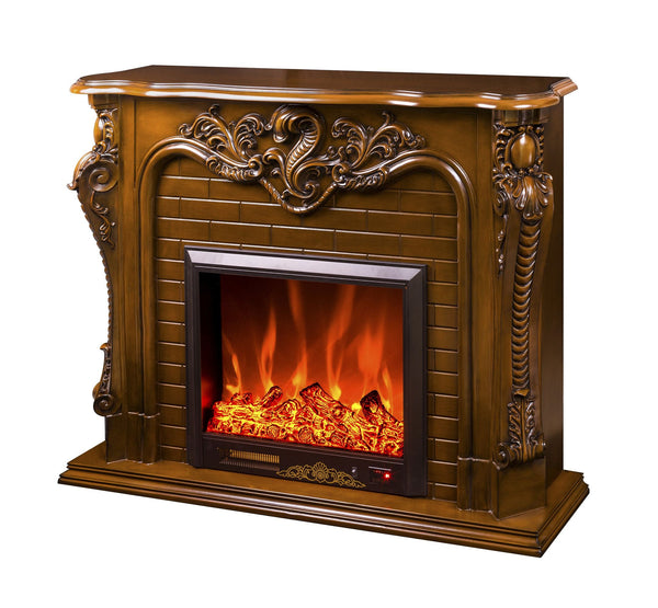 Camino Elettrico da Pavimento 116x150x33 cm Effetto Fiamma 1500W Artemida Noce prezzo