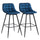 Set 2 Sgabelli Imbottite da Bar 45x47x88 cm in Metallo e Tessuto Vellutato Blu