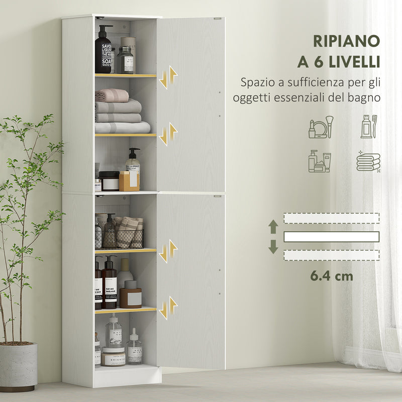 Mobile da Bagno a Colonna 40x35x180 cm con 2 Armadietti in Legno Bianco  
