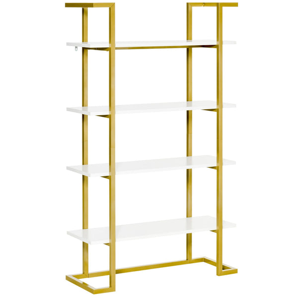 online Libreria 4 Ripiani 92x35x152 cm in MDF e Acciaio Bianco e Oro