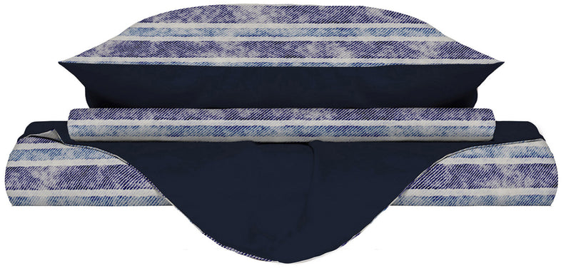 Copripiumino con Stampa sul Sacco e Federe Doubleface Jeans Stripes