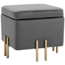 Pouf Poggiapiedi in Tessuto Poliestere 45x45x42 cm  Grigio Scuro