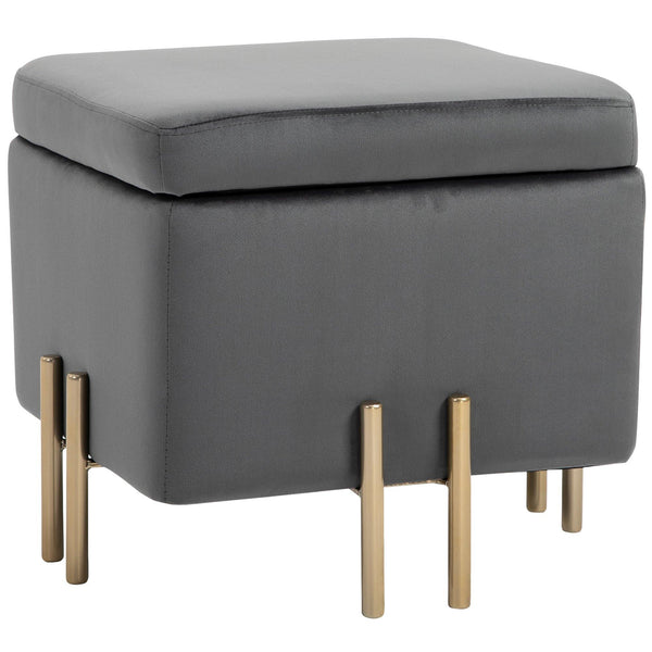 Pouf Poggiapiedi in Tessuto Poliestere 45x45x42 cm Grigio Scuro online