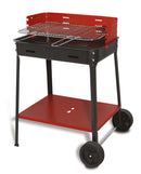 Barbecue a Carbone Flavia 50x35x80 cm Griglia Regolabile a 3 Altezze con Ruote in Acciaio Nero e Rosso 