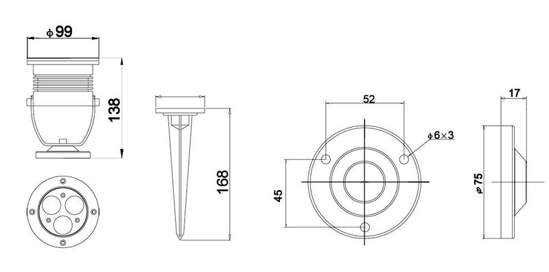 Proiettore Full Color Alluminio Impermeabile con Piccheto Led 9 watt Luce RGB