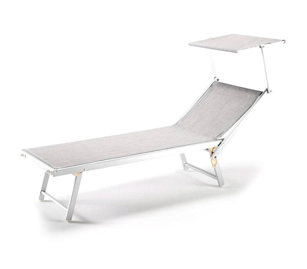 sconto Lettino Prendisole alluminio 180x60x40 cm con parasole Luxurious Beach Grigio
