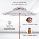Ombrellone da Giardino Ø2.7 m Palo Ø38 mm in Legno con Doppio Tetto Crema 