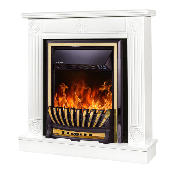 Camino Elettrico da Pavimento 86,5x82x25 cm Effetto Fiamma 2000W Donald & Meridian Bianco/nero prezzo