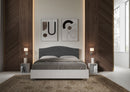 Letto Matrimoniale con Rete e Contenitore Alzata Comoda Struttura Bianco Frassico e Testata in Microfibra Grace Grigio Varie Misure