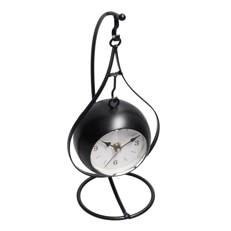 Orologio da Tavolo Pendolo 11x14xh25 cm in Metallo Nero