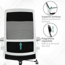 Sedia Poltrona Direzionale da Ufficio 77x75x115-125 cm in Tessuto a Rete Poliestere Nera e Bianca