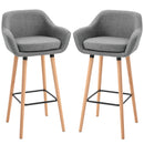 Set 2 Sgabelli da Bar 55x48x100 cm in Tessuto Grigio