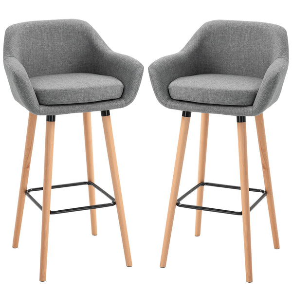 acquista Set 2 Sgabelli da Bar 55x48x100 cm in Tessuto Grigio