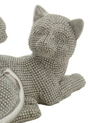 Decorazione Gatto Sparky con Cucciolo 19x9x13 cm in Resina Argento      
