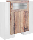 Mobile Vetrina 5 Ante 130x45x135 cm Pillon Bianco Lucido e Acero Pereira