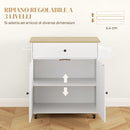 Carrello da Cucina Piano a Ribalta Isola Multiuso con Portaspezie e Portasciugamani 106x42x87 cm Rivestimento in Melamina Bianco  