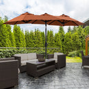 Ombrellone da Giardino Doppio 285x147x227 cm  in Acciaio e Poliestere Rosso