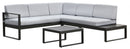 Divano Angolare da Giardino con tavolino in Alluminio Nero e Grigio