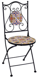 Set Tavolo e 2 Sedie da Giardino con Mosaico in Metallo Trapani