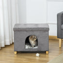 Casetta per Gatti Pouf Poggiapiedi Imbottito 60x45x44,5 cm con Cuscino Rimovibile e Lavabile Grigio