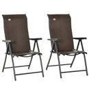 Set 2 Sedie da Giardino in Rattan Polietilene e Acciaio Rosso e Nero