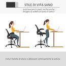 Sedia da Ufficio Traspirante con Braccioli Ribaltabili e Altezza Regolabile 64x60x106-126 cm Nero 