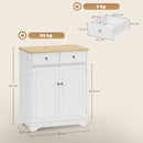 Credenza Bassa 68x40,3x85 cm con Armadietto e Cassetti in MDF e Legno di Caucciù Bianco  