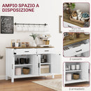 Credenza Stile Rustico con 2 Cassetti e 2 Armadietti 120x39,3x82,5 cm Bianco  
