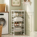 Carrello a 4 Ripiani 40x24x82 cm con Cestelli Estraibili in Metallo e Truciolato Bianco      