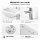 Mobile Bagno Sospeso 52,5x31x65 cm con Lavabo in Ceramica Specchio 52x69,5 cm e Rubinetteria Bianco      