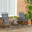 Set 3 Pezzi da Giardino con 2 Sedie 53,5x64x93 cm e Tavolino da Caffè Ø45x50 cm in Metallo Grigio Scuro      