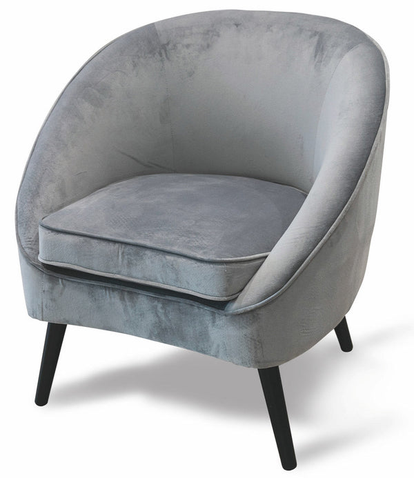 prezzo Poltrona Imbottita in Velluto con Gambe in Legno Soriani Grigio Chiaro