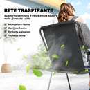 Set 8 Pezzi da Giardino con Ombrellone 6 Sedie Pieghevoli e Tavolo da Esterno in Vetro Temperato Nero      