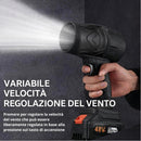 Soffiatore per Foglie o Trucioli Alta Velocità 2 Batterie e Valigetta per Auto o Bricolage