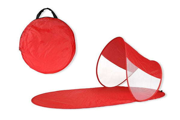 online Stuoia da Spiaggia 139x66x58 cm Struttura Pop Up con Parasole Tessuto Impermeabile Rosso