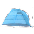 Tenda da Spiaggia Impermeabile Pop Up con Corde e Picchetti Azzurro 