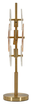 Lampada da Tavolo Osaka 20x18x66 cm in Ferro e Vetro Oro e Marrone e Trasparente      