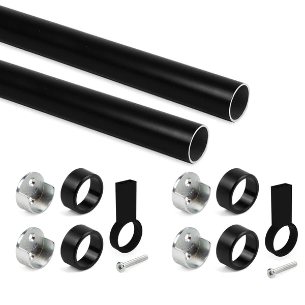 Set 2 Barre Appendiabiti per Armadio Rotondo Ø28x115 cm in Alluminio Emuca Nero sconto