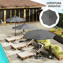Telo di Ricambio per Ombrellone Rettangolare da 3 m a 8 Stecche Poliestere Anti UV 50+ Grigio   