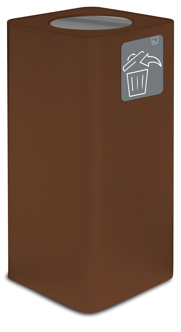 acquista Pattumiera Per Raccolta Rifiuti 38x38xh80 cm In Acciaio Verniciato con Coperchio Basculante Marrone