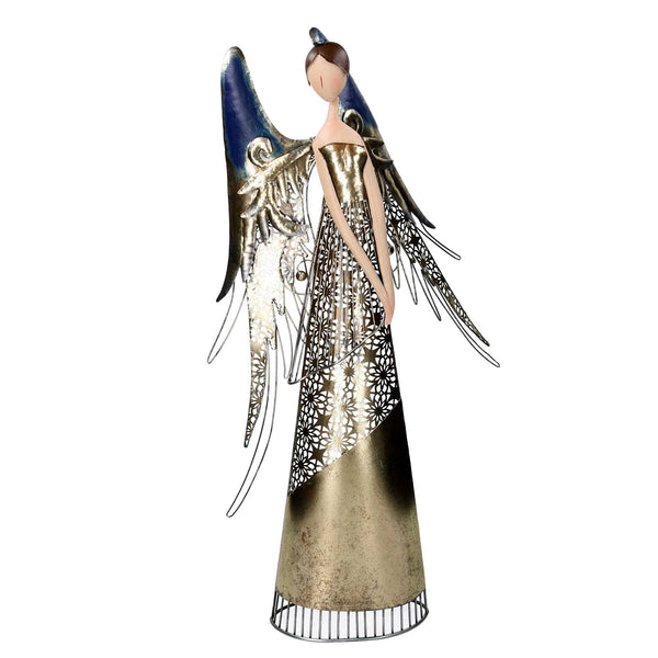 acquista Angelo metallo blu e oro cm 31,1x14xh77