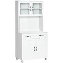 Mobile Dispensa da Cucina 80x48x170 cm con Ante in Vetro Bianco   