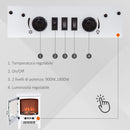 Camino Elettrico da Pavimento 39x26x54,8 cm Effetto Fiamma 1800W Bianco