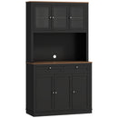 Mobile Cucina Multiuso Dispensa con Mensola e Foro Passacavi 100x40x180 cm in MDF Nero  