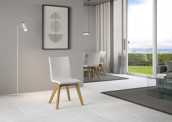 Sedia 52x52x87 cm Trudy gambe quercia in Similpelle Bianco online