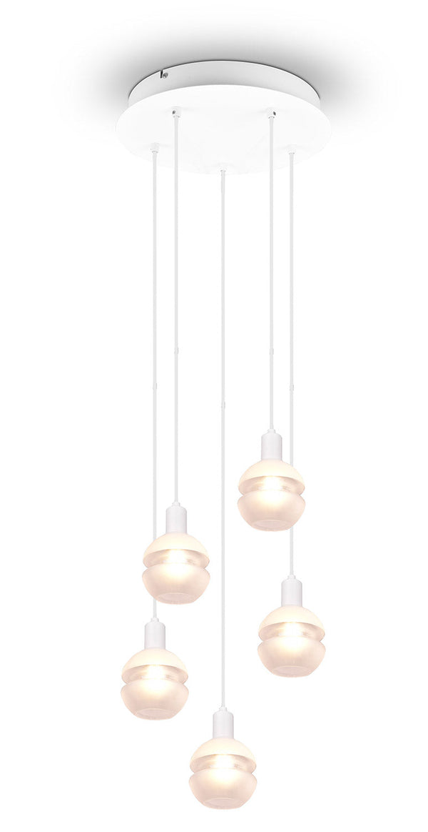 sconto Lampada a Sospensione da Interno Attacco E14 in Metallo Bianco Opaco