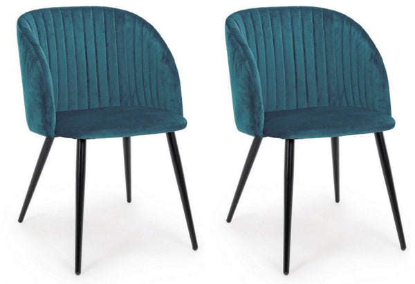 Set 2 Sedie 53x57x81,5h cm Queen Velvet Blu prezzo